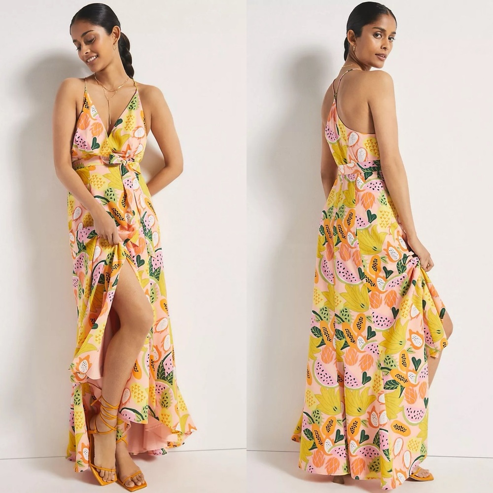 NWT‎ Anthropologie Hutch Fruit Salad Wrap Maxi Dress